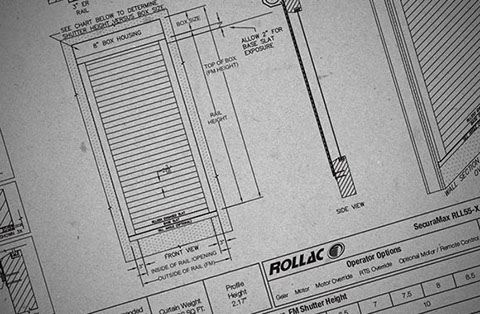 Technical drawing of Rollac shutters