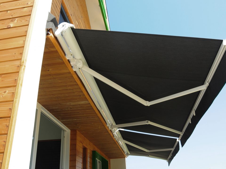 A High Quality Retractable Awning for A Modern Vacation House