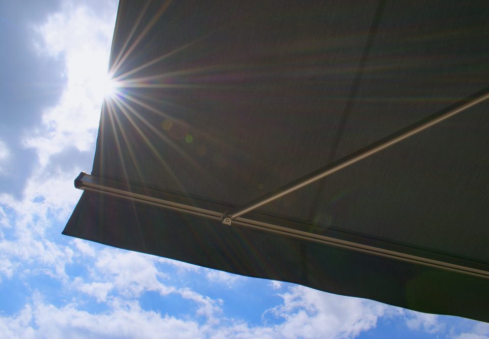 Close up of an awning’s fabric on a sunny day