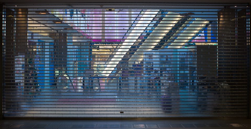 Commercial shutters installed at shopping mall