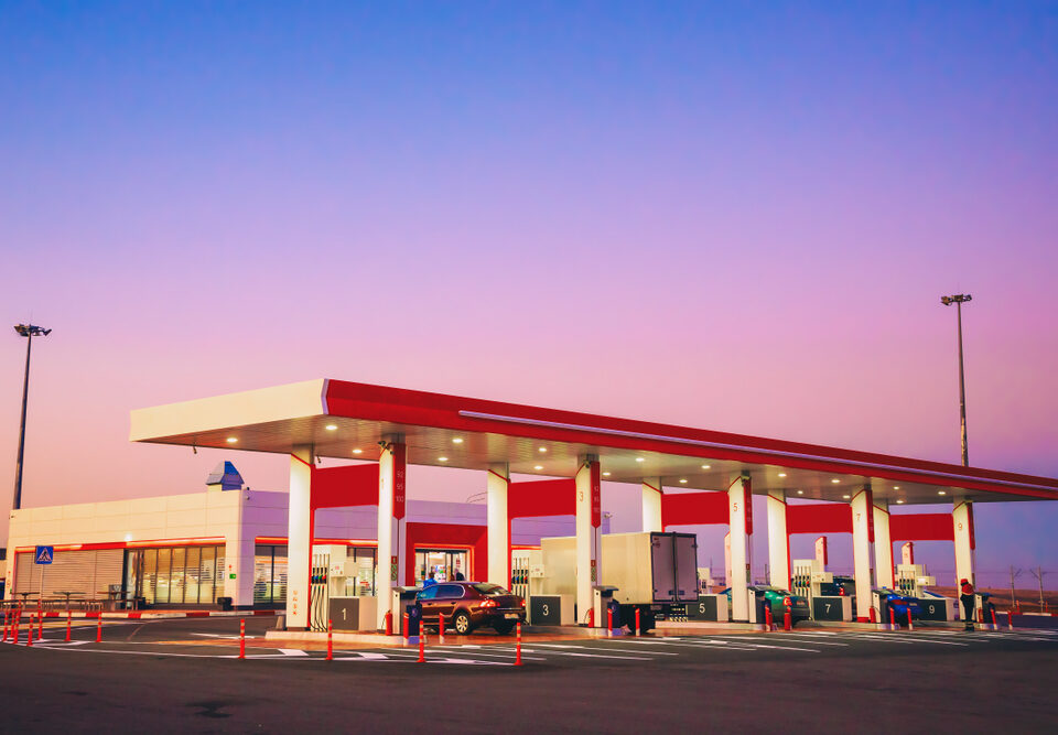 Beautiful Gas Station During Sunset