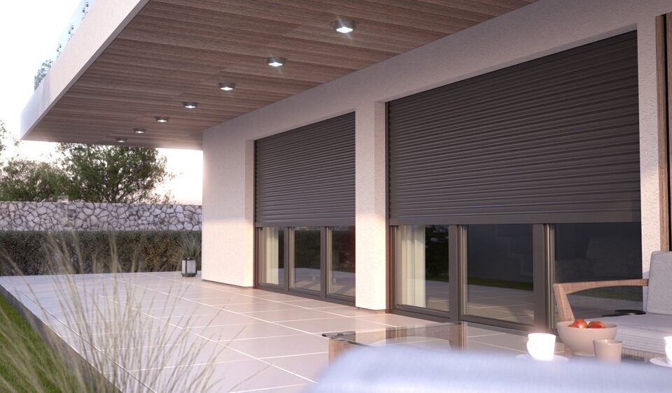 Modern House with Terrace and Roller Shutters at the Windows