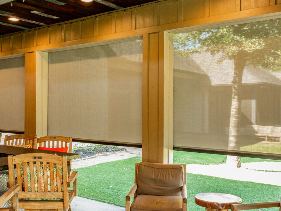 Interior View of Retractable Screens at a Home Patio