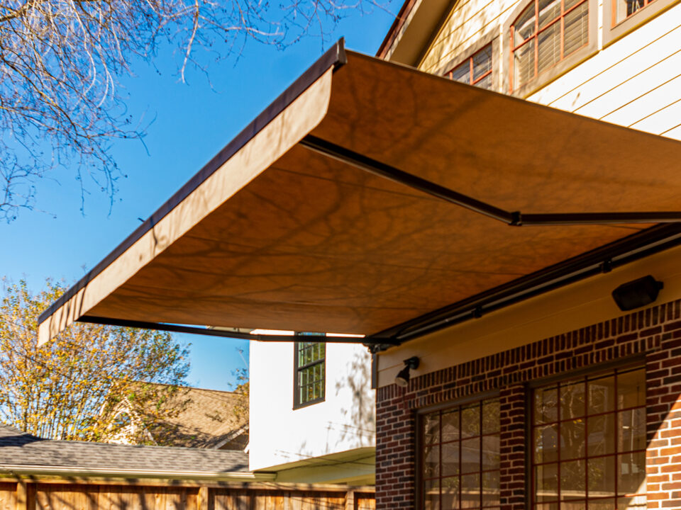 Large Extended Yellow Retractable Awning