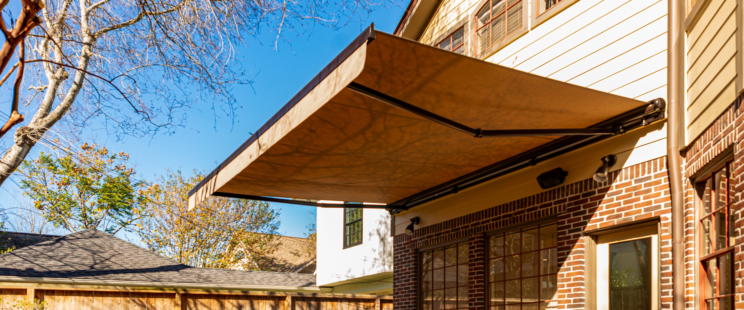 Large Extended Yellow Retractable Awning